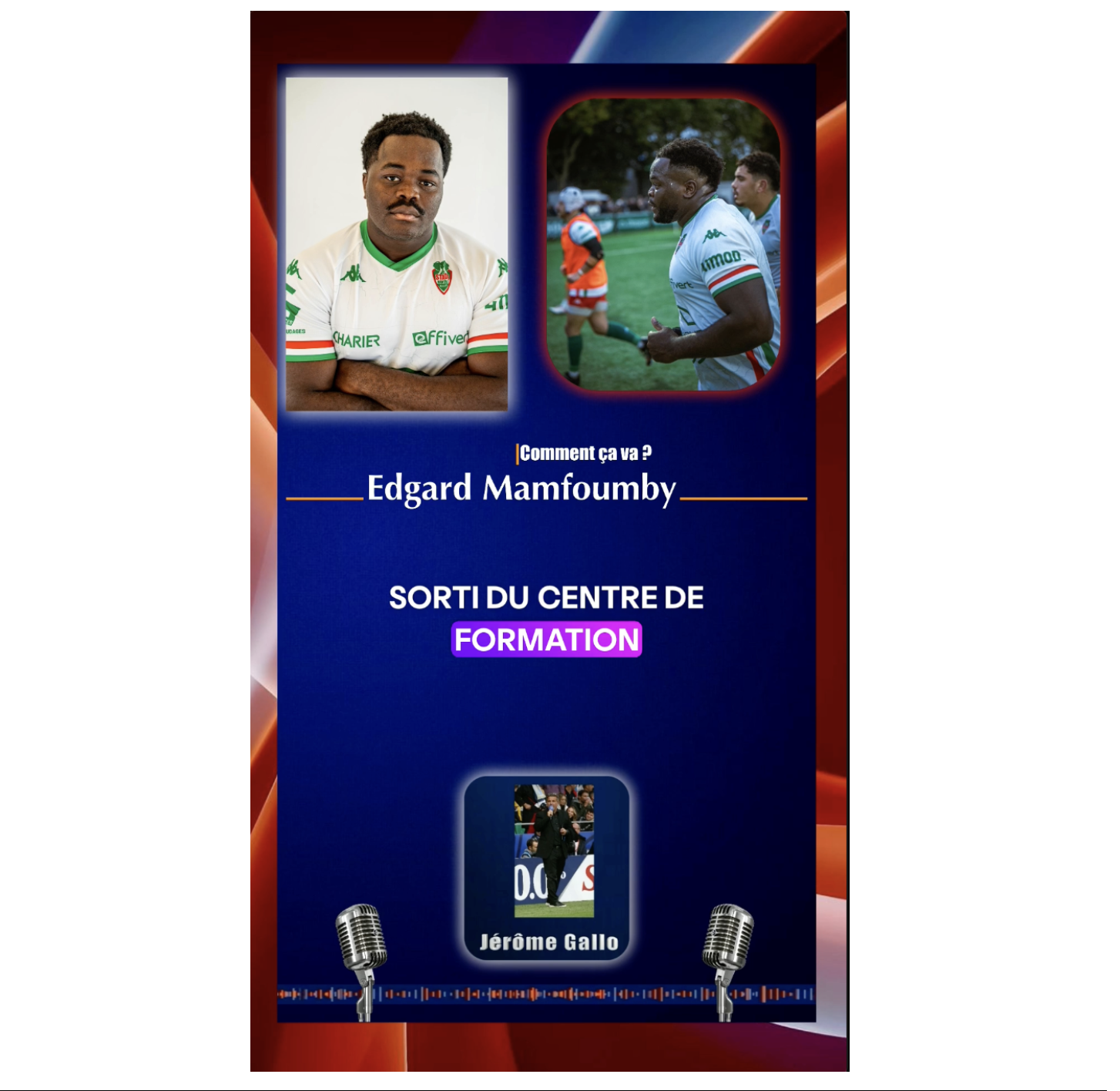 Edgard en interview rugby avec Jérôme Gallo