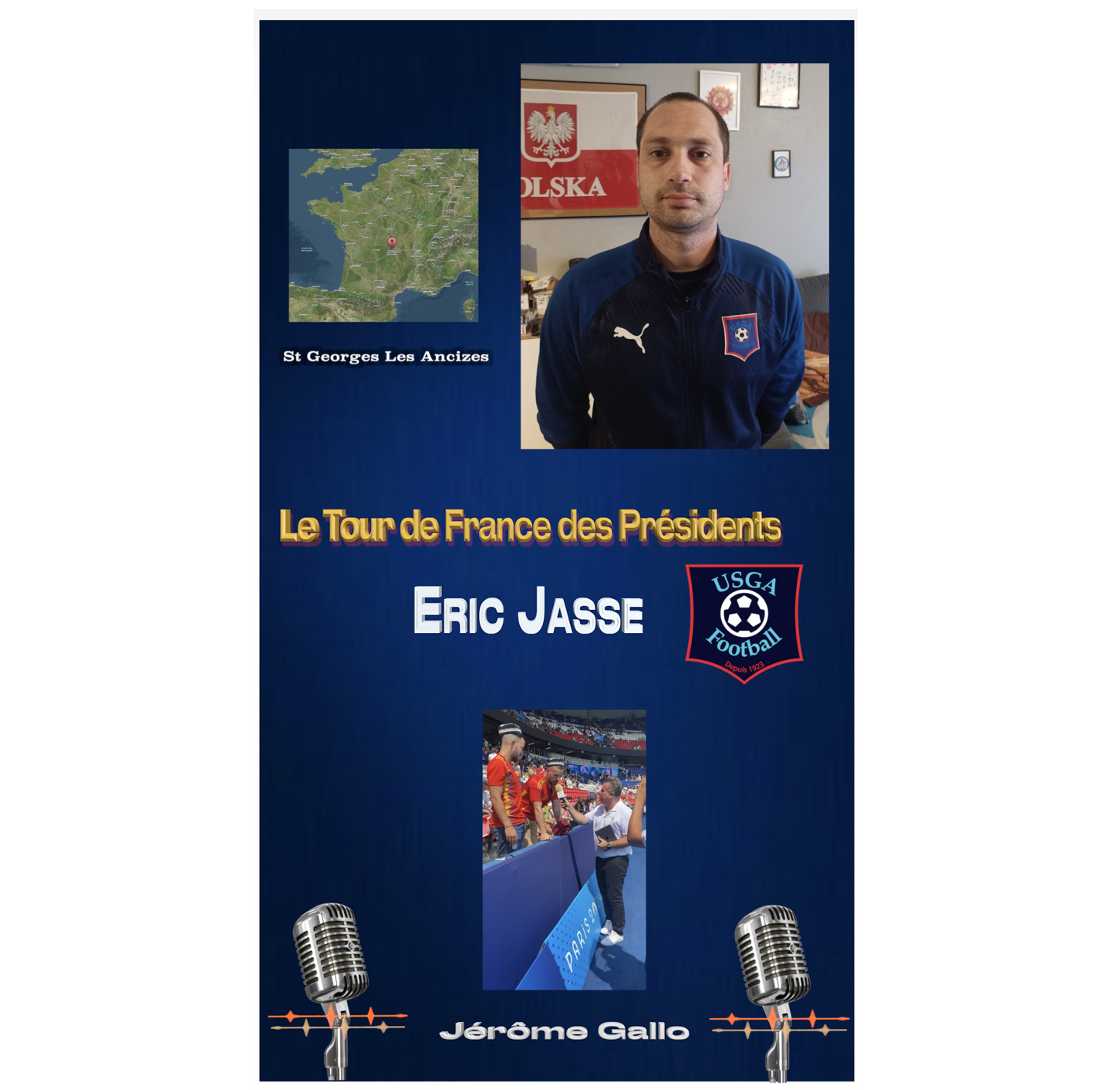 Éric Jasse, président du club de football de Saint-Georges-les-Ancizes, interviewé dans le cadre du Tour de France des Présidents